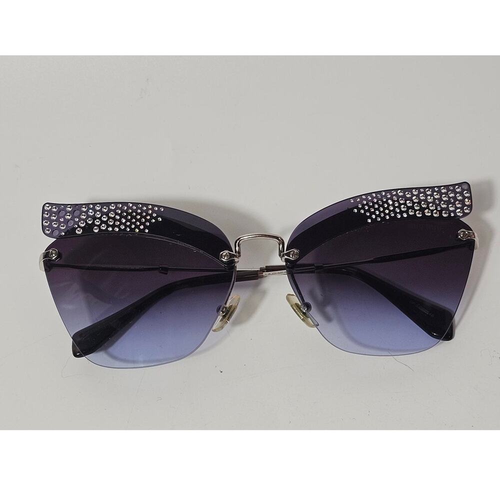 2018 Miu Miu Folie SMU 56T Purple Crystal Pave Cat Eye Sunglasses Case Set